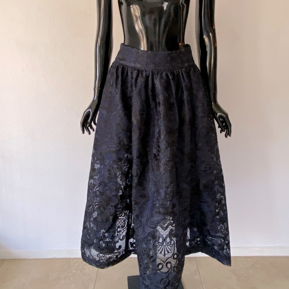 GANNI: MIDNIGHT BLUE LACE SKIRT